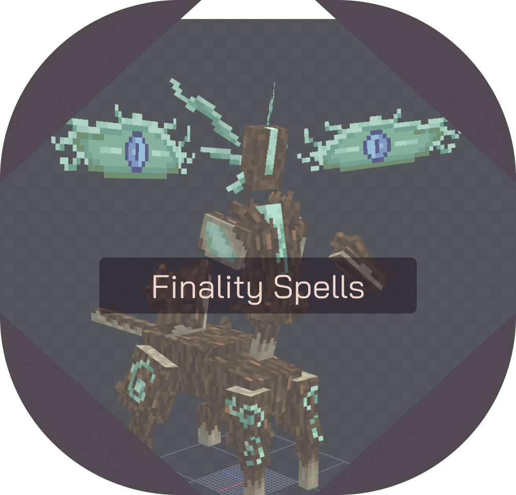 Banner of the Shard Guardian in blockbench's editor.
                                                                                   In the foreground is the title of the section: 'Finality Spells'